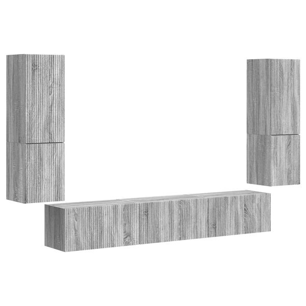 vidaXL TV Cabinet Set Wall-mounted 4 pcs Grey Sonoma Engineered Wood