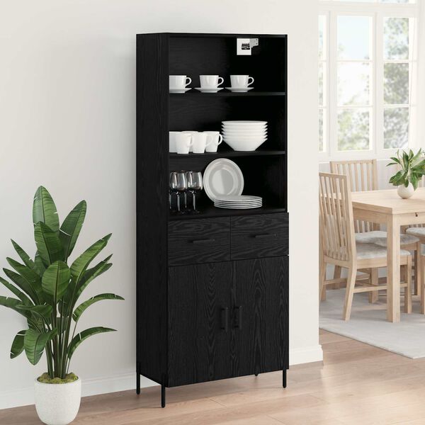 vidaXL Highboard Black oak 69.5 x 34 x 180 cm Engineered Wood