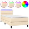 vidaXL Box Spring Bed with Mattress&LED Cream 100x200cm Fabric