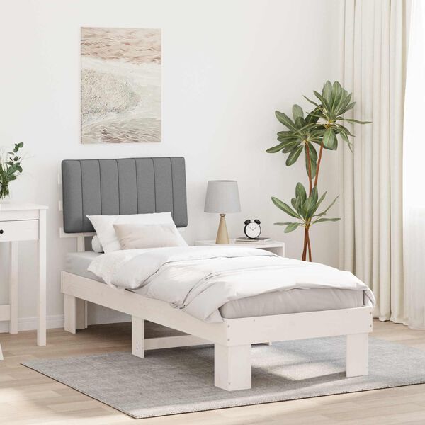 vidaXL Bed Frame with Upholstered Headboard Light Grey 75 x 190 cm