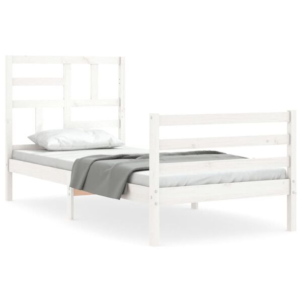 vidaXL Bed Frame without Mattress White 90x200 cm Solid Wood