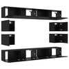 vidaXL TV Cabinet Set Wall-mounted Black Oak Engineered Wood