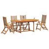 vidaXL 5 Piece Garden Dining Set Solid Wood Acacia and Textilene