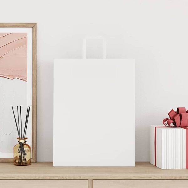 vidaXL Paper Bags 50 pcs with Handles White 32x12x42 cm