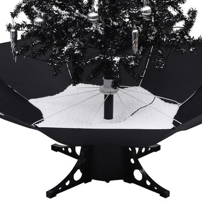 vidaXL Snowing Christmas Tree with Umbrella Base Black 170 cm PVC