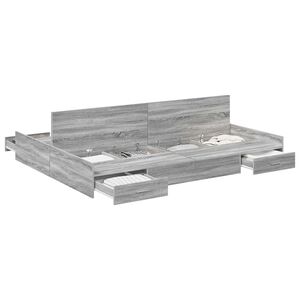 vidaXL Storage Bed Frame Grey Sonoma 140 x 200 cm Engineered Wood