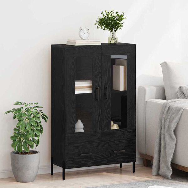vidaXL Highboard Corona Black Oak 69.5 x 31 x 115 cm Engineered Wood
