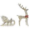 vidaXL Reindeer Pull Sleigh Warm white 70 x 26 x 129 cm Rattan