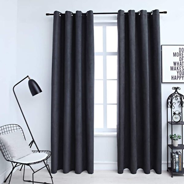 vidaXL Blackout Curtains with Metal Rings 2 pcs Anthracite 140x225 cm
