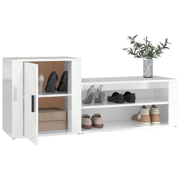 vidaXL Shoe Cabinet High Gloss White 130x35x54 cm Engineered Wood