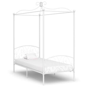 vidaXL Canopy Bed Frame without Mattress White Metal 90x200 cm
