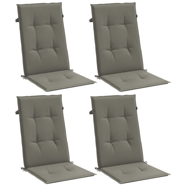 vidaXL Highback Chair Cushions 4 pcs Melange Dark Grey 120x50x4 cm Fabric