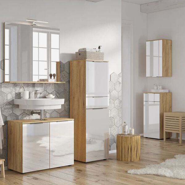 Germania Bathroom Wall Cabinet GW-Avino 27x39x68 cm Navarra-oak and White