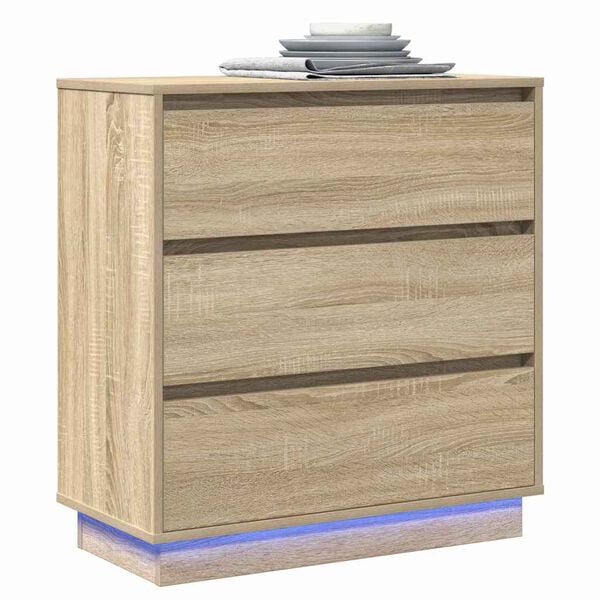 vidaXL Bedside Cabinet Sonoma Oak 71 x 34.5 x 75 cm Engineered wood