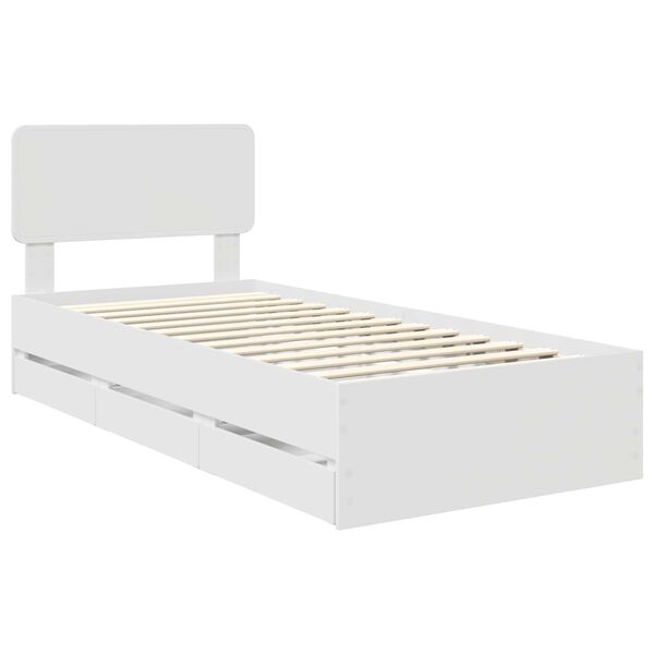 vidaXL Bed Frame with Headboard White 75 x 190 cm Engineered Wood
