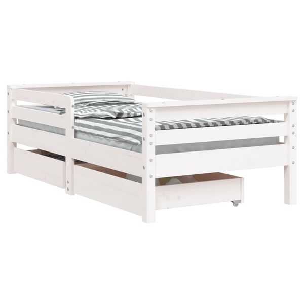 vidaXL Kids Bed Frame with Drawers White 70x140 cm Solid Wood Pine