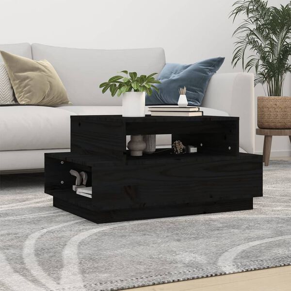 vidaXL Coffee Table Black 80x55x40.5 cm Solid Wood Pine