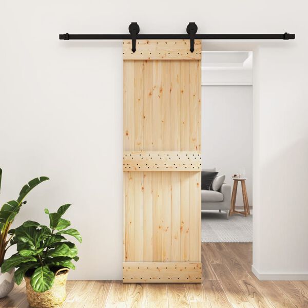 vidaXL Sliding Door with Hardware Set 70x210 cm Solid Wood Pine