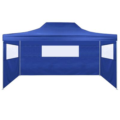 vidaXL Professional Folding Party Tent with 3 Sidewalls 3x4 m Steel Blue
