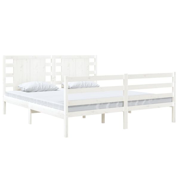 vidaXL Bed Frame without Mattress White 150x200 cm King Size Solid Wood Pine