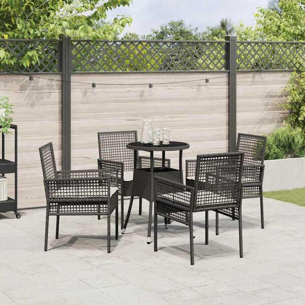 vidaXL Garden Dining Set 5 pcs Black Poly rattan