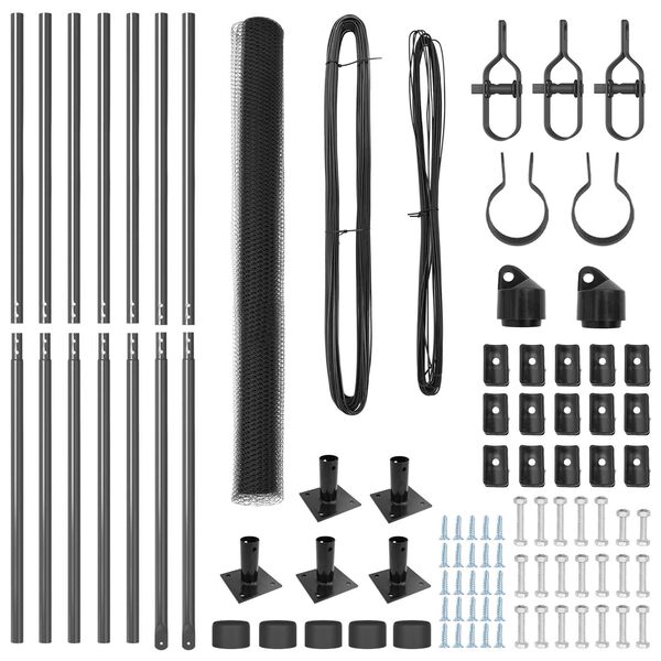 vidaXL Fence Post Grey 10 x 1.5 m (25 mm mesh) Steel and PVC