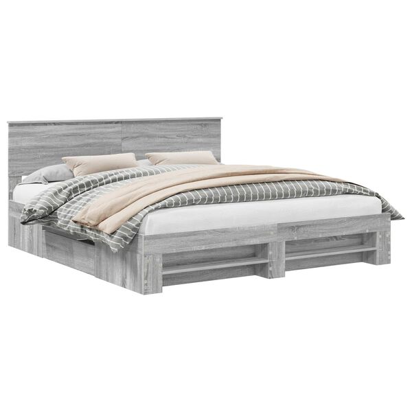 vidaXL Bed Frame Grey Sonoma 180 x 200 cm Engineered Wood