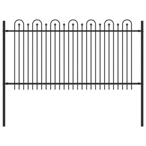 vidaXL Spike Arch Fence Black 200 x 150 cm Powder-Coated Steel