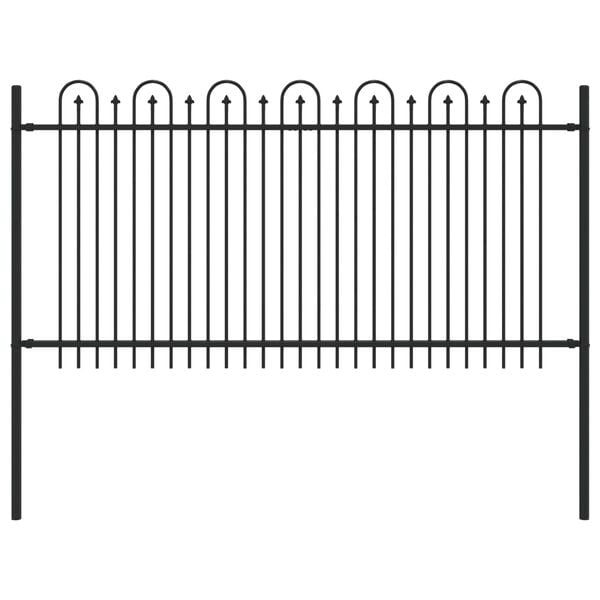 vidaXL Spike Arch Fence Black 200 x 150 cm Powder-Coated Steel