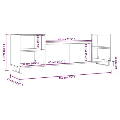 vidaXL TV Cabinet Grey Sonoma 160x35x55 cm Engineered Wood