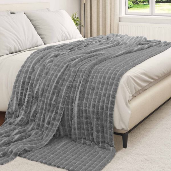 vidaXL Throw Blanket Dark Grey 240 x 220 cm Fleece
