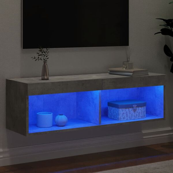 vidaXL TV Cabinet with LED Lights Concrete Grey 100x30x30 cm