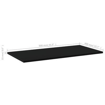 vidaXL Bookshelf Boards 4 pcs Black 80x40x1.5 cm Engineered Wood