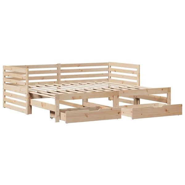 vidaXL Daybed with Drawers without Mattress 90x200 cm Solid Wood