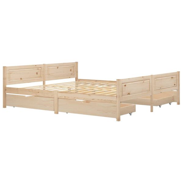 vidaXL Bed Frame without Mattress with 4 Drawers Solid Wood 200x200 cm