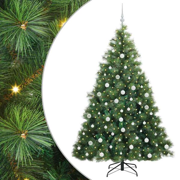 vidaXL Artificial Christmas Tree with 300 LEDs Green 180 cm PE and PVC