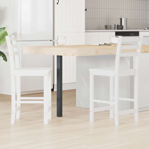 vidaXL Dining Chairs 2 pcs White 40 x 47.5 x 99.5 cm Solid Rubber Wood