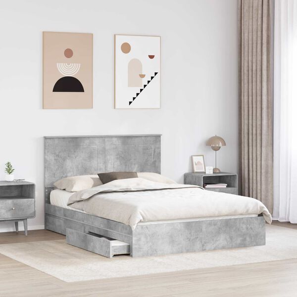 vidaXL Storage Bed Concrete Grey 160 x 200 cm Engineered Wood