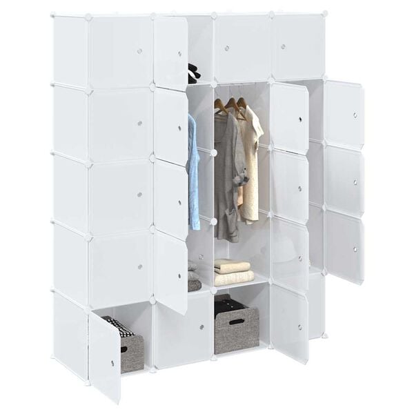 vidaXL Storage Cube Organiser with 20 Cubes and Hanging Rods PP