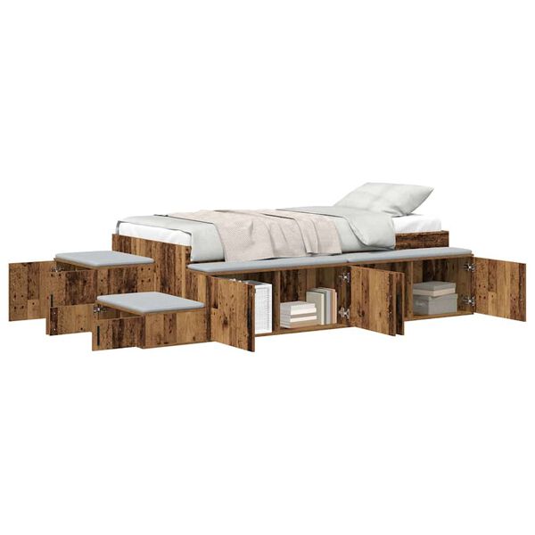 vidaXL Storage Bed Frame Old wood 244 x 127 x 53.5 cm Engineered wood