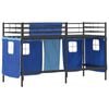 vidaXL Kids'Loft Bed Frame with Curtains Black and Blue 99.5 x 190 cm