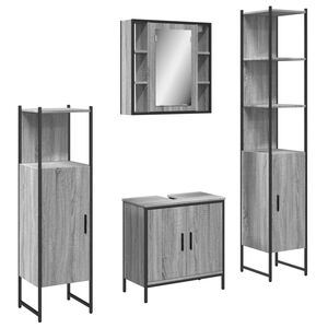vidaXL 4 Piece Bathroom Cabinet Set Grey Sonoma Engineered Wood