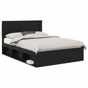 vidaXL Bed Frame with Headboard Black 150 x 200 cm Solid Pine Wood