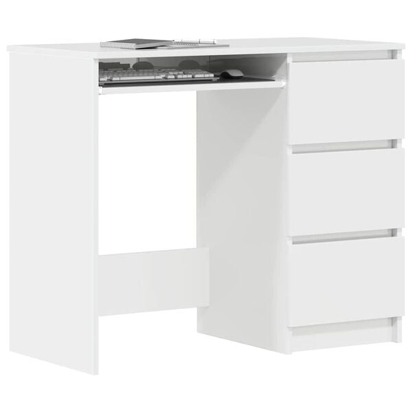 vidaXL Desk High Gloss White 90x45x76 cm Engineered Wood
