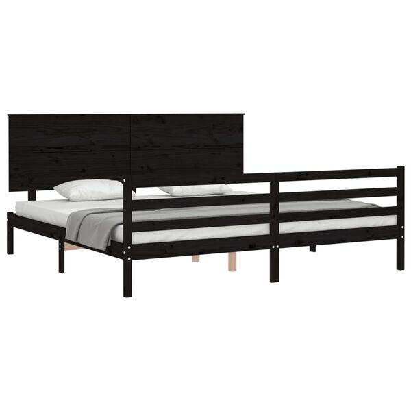 vidaXL Bed Frame without Mattress Black 200x200 cm Solid Wood
