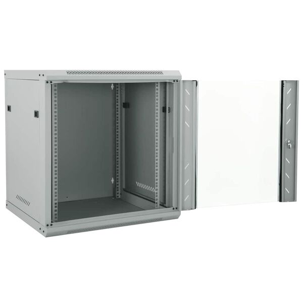 vidaXL Network Cabinet with Storage Grey 60 x 60 x 65 cm Steel
