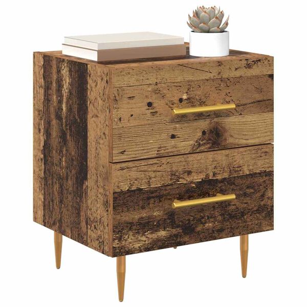vidaXL Bedside Cabinet with Drawer 2 pcs Old Wood 40 x 35 x 47.5 cm