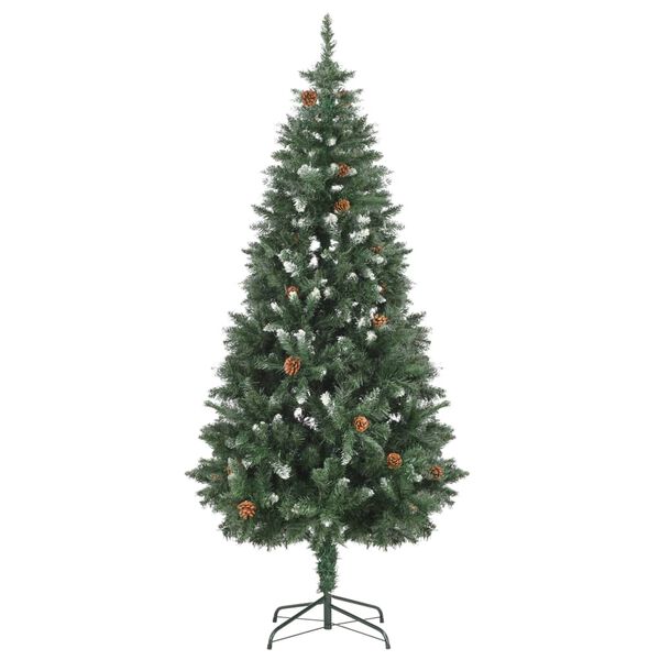 vidaXL Artificial Christmas Tree with Pine Cones and White Glitter 180 cm