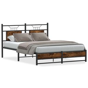 vidaXL Bed Frame without Mattress Smoked Oak 140x190 cm Engineered Wood