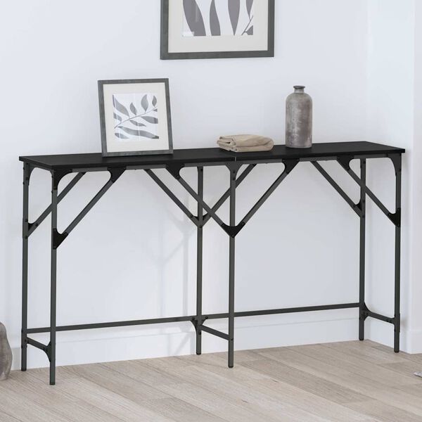 vidaXL Console Table Black Oak 140 x 29 x 75 cm Engineered Wood